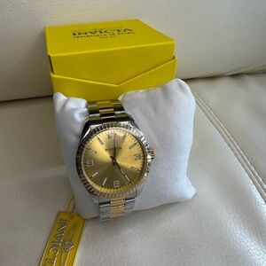 Invicta 49679 - Gold Face with Silver + Gold Bracelet